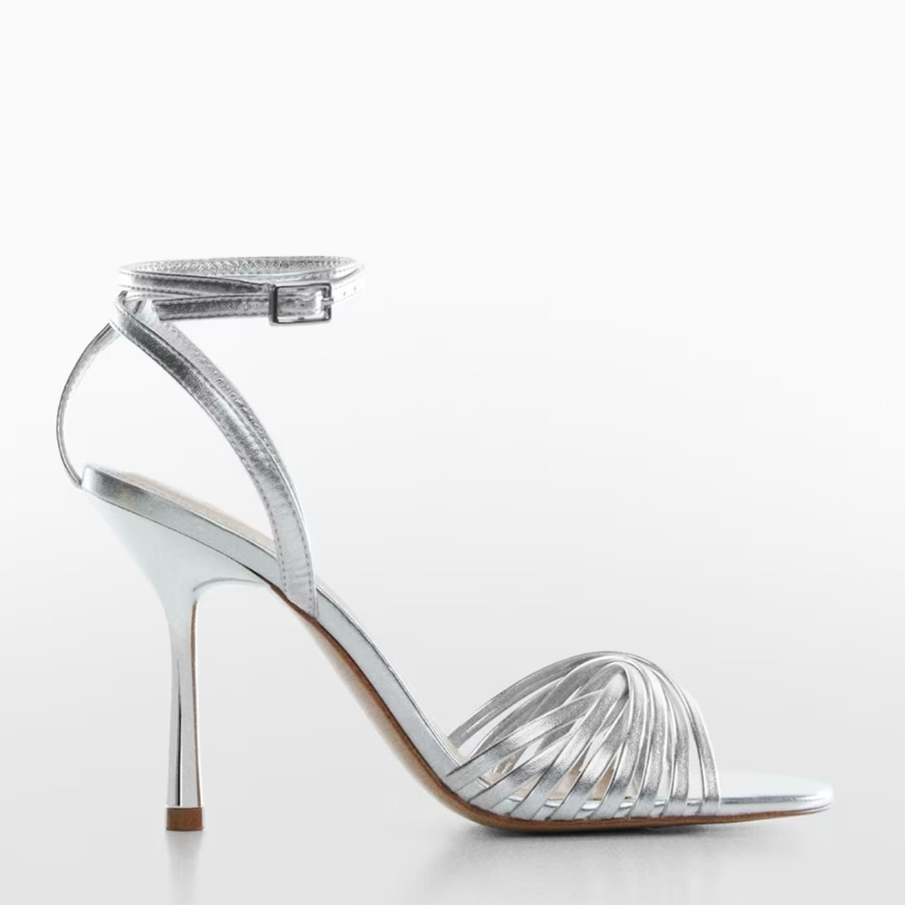 MANGO Strappy Heels in Silver - Picture 2 of 4